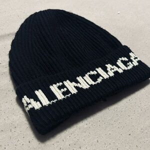 Balenciaga Black Ribbed Beanie